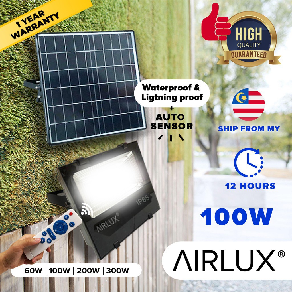 🔥 Ready Stock 🔥 AIRLUX 30W 60W 100W Solar Sensor LED Flood Light Spot