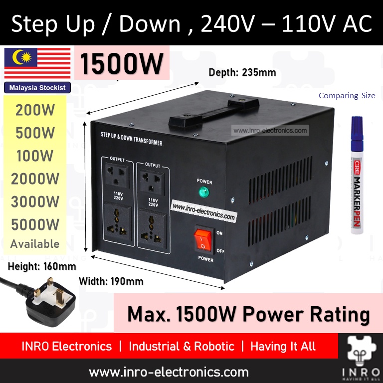 Transformateur Convertisseur De Tension 3000W/5000W - 110V Vers 240V Et Inversement - 6 Prises UK