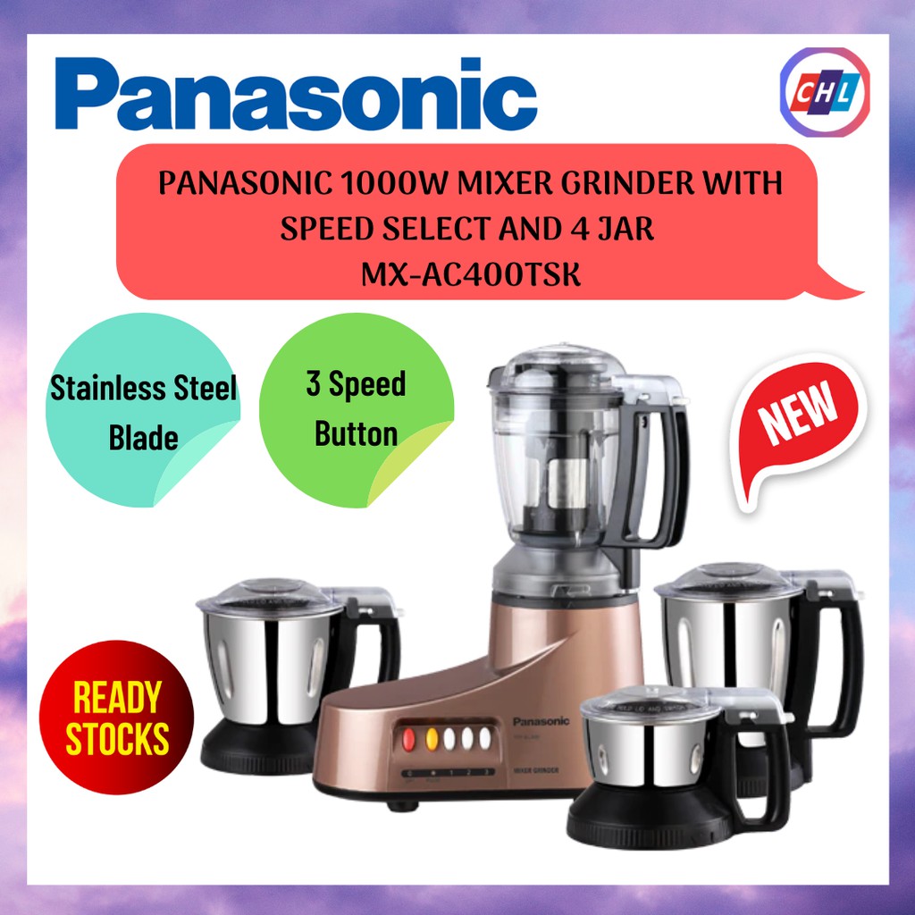 PANASONIC 1000W MIXER GRINDER WITH SPEED SELECT AND 4 JAR MXAC400TSK