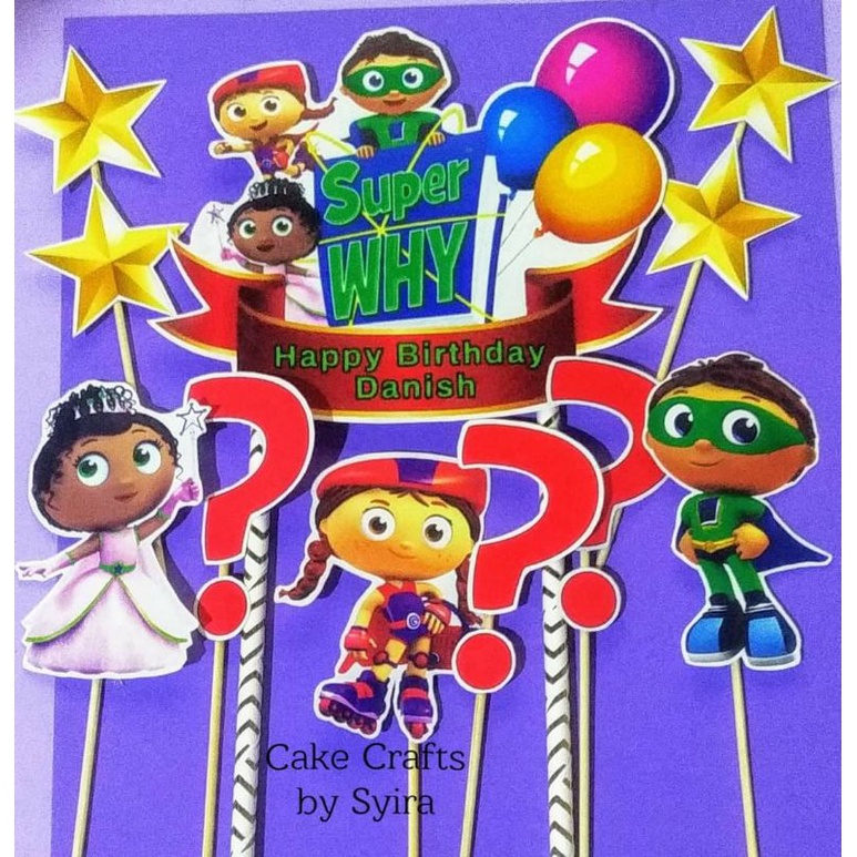 Super why cake topper custom name no extra charges shopee malaysia