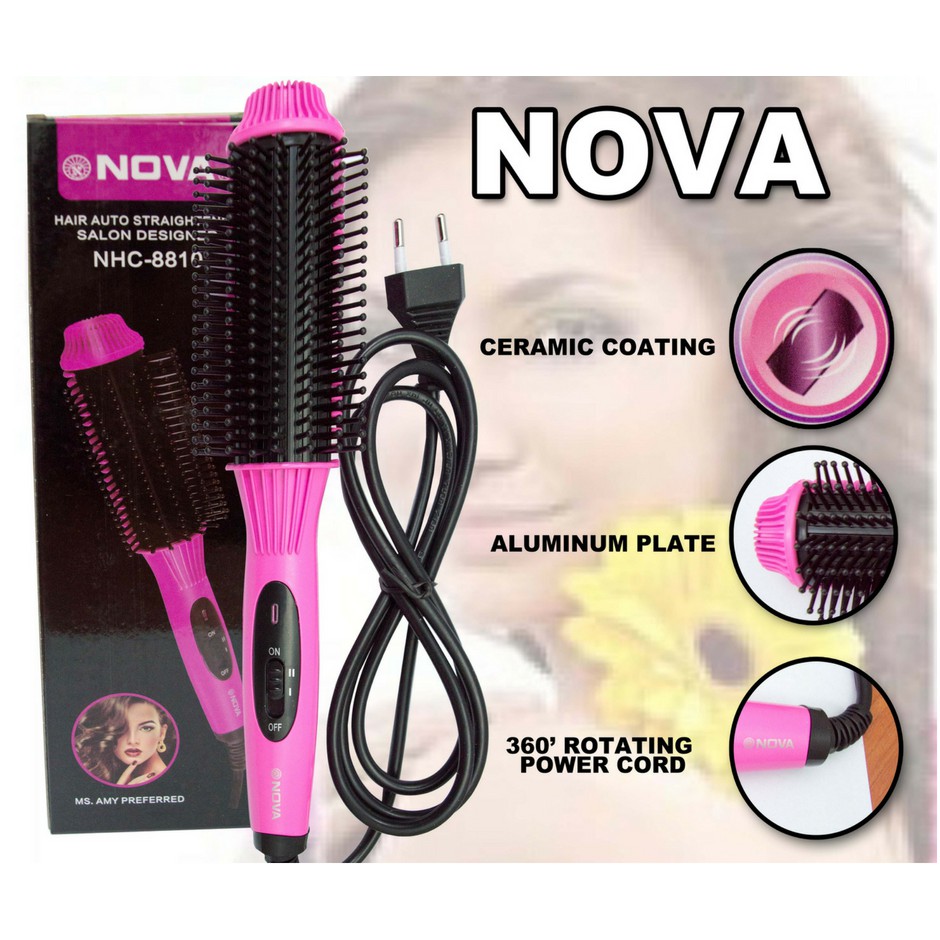 Nova Dual Temperature Hair Straightener & Curler Brush / Sikat Pelurus ...