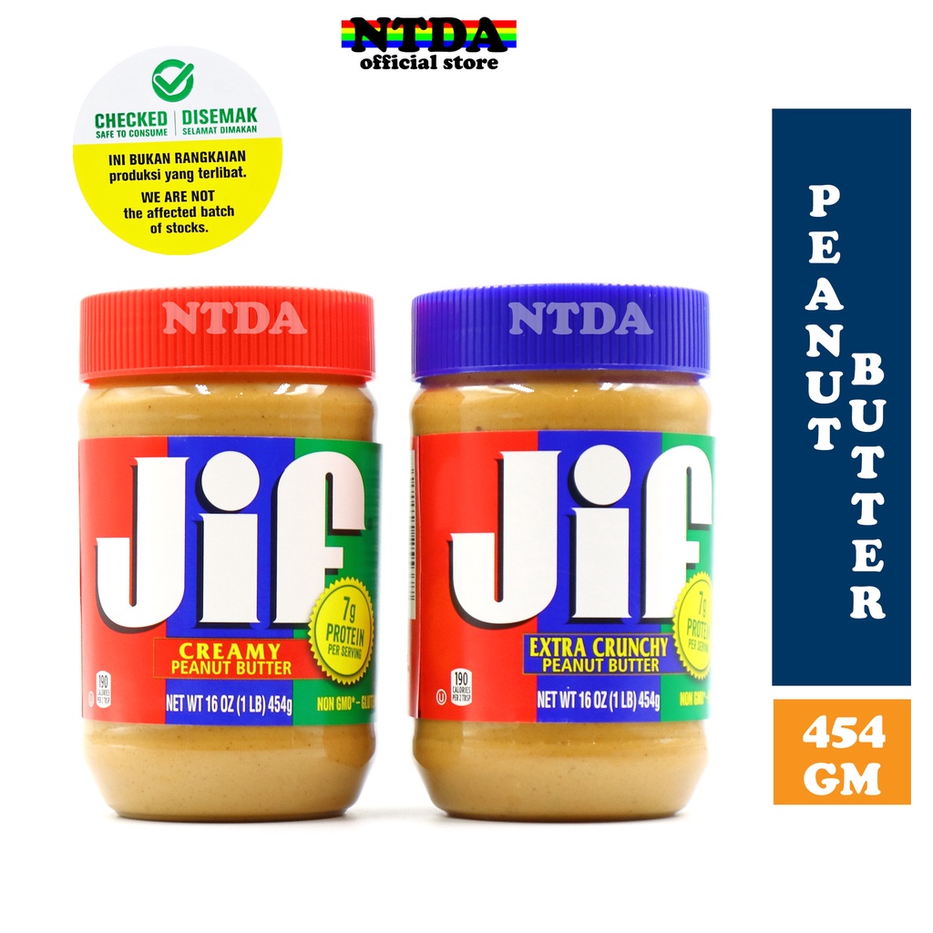 JIF Peanut Peanut Butter Crunchy And Creamy 454g By NTDA | Shopee Malaysia