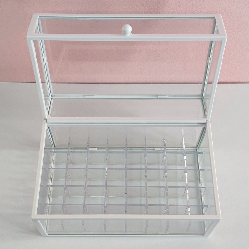 Transparent Organizer Lipstick Box with Lid Arcylic Glass Large Kotak