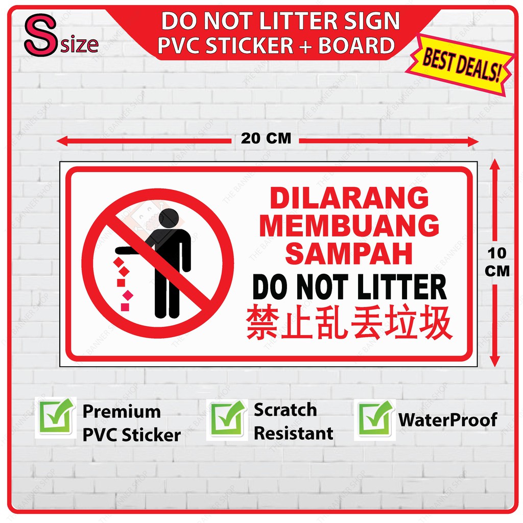 Do Not Litter ⛔ Jangan Buang sampah PVC Sticker + Board | Shopee Malaysia