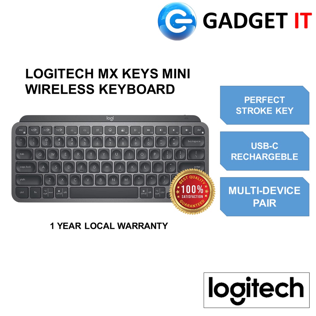 LOGITECH MX KEYS MINI MINIMALIST WIRELESS ILUMINATED BLUETOOTH KEYBOARD ...