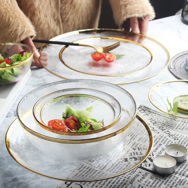 Clear glass plate set best sale