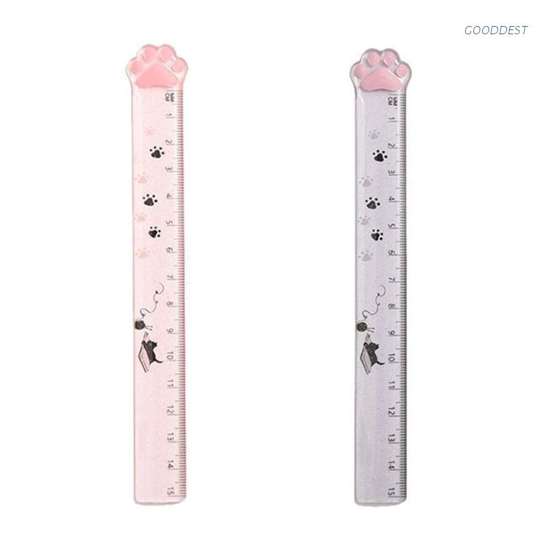GOO Transparent Plastic Ruler Cute Cartoon Cat Paw Straight Ruler 15cm ...