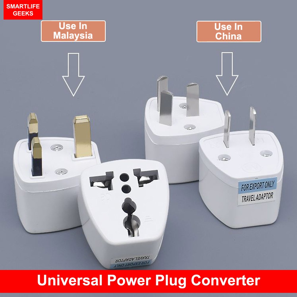 Universal 3 Pin Plug Adaptor 2 Pin US EU CHINA Multi Pin To Malaysia 3
