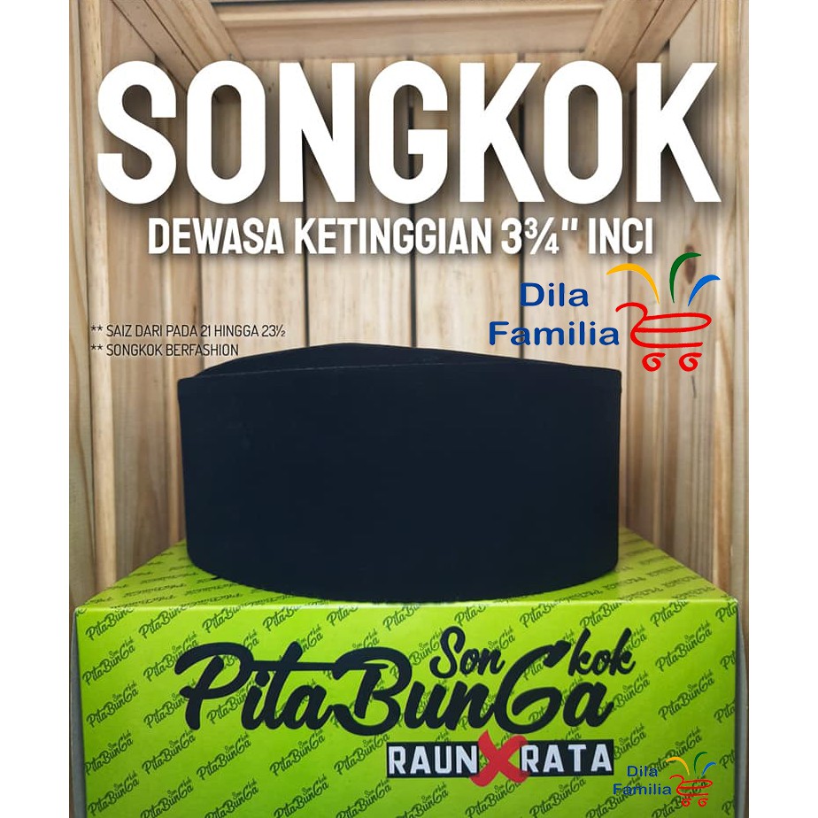 Songkok Dewasa Tinggi 3 3/4 Inci Baldu Hitam Biasa Lelaki Raya Nikah ...