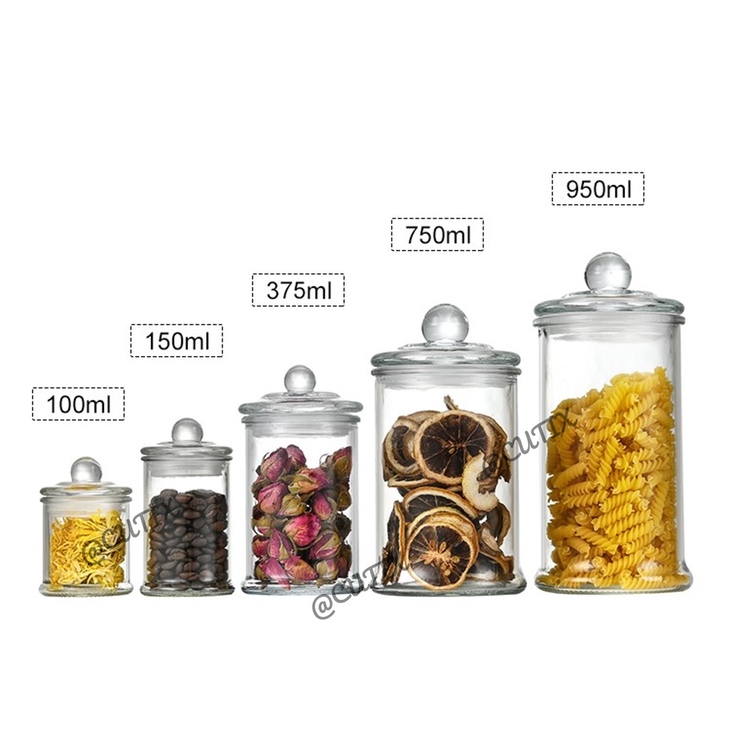 Airtight Glass Cookies Jar Food Storage Container Bottle Balang Kaca ...