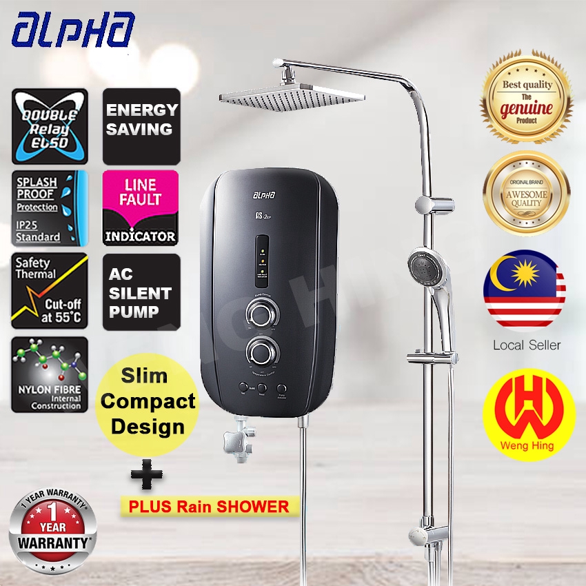 Alpha Instant Water Heater With Rain Shower As Series As 2ep Plus R S Black Shopee Malaysia