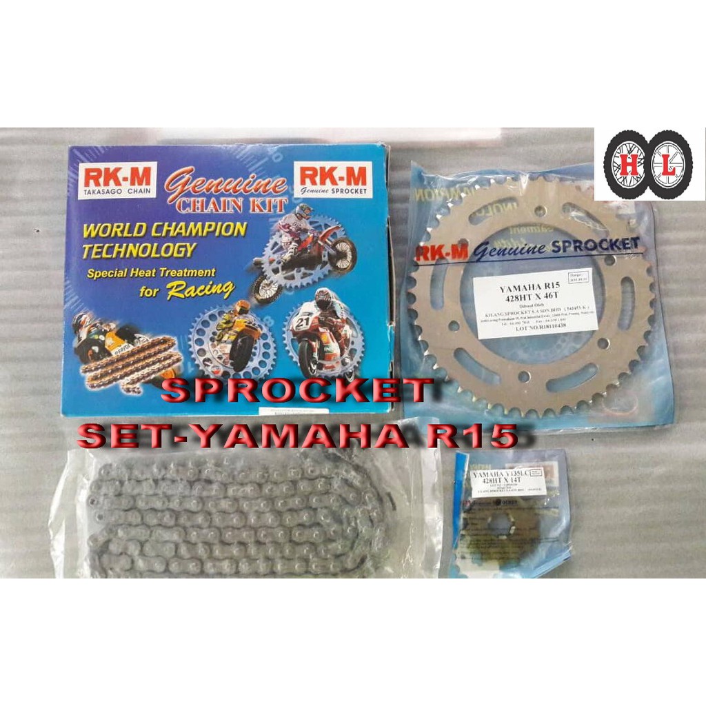 RKM Yamaha R15 SPROCKET SET With O RING CHAIN ( Rantai Motor Yamaha R15 ...
