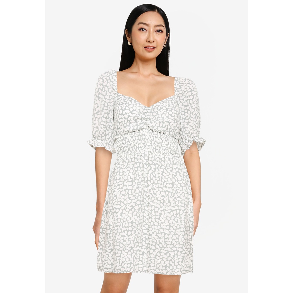 Abercrombie & Fitch Smocked Waist Pami Short Dress Female | Shopee Malaysia