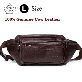 Malaysia Stock] 🇲🇾 Men's Leather Waist Pouch Chest Bag Cross Sling Travel Shoulder  Bag Kulit Halal