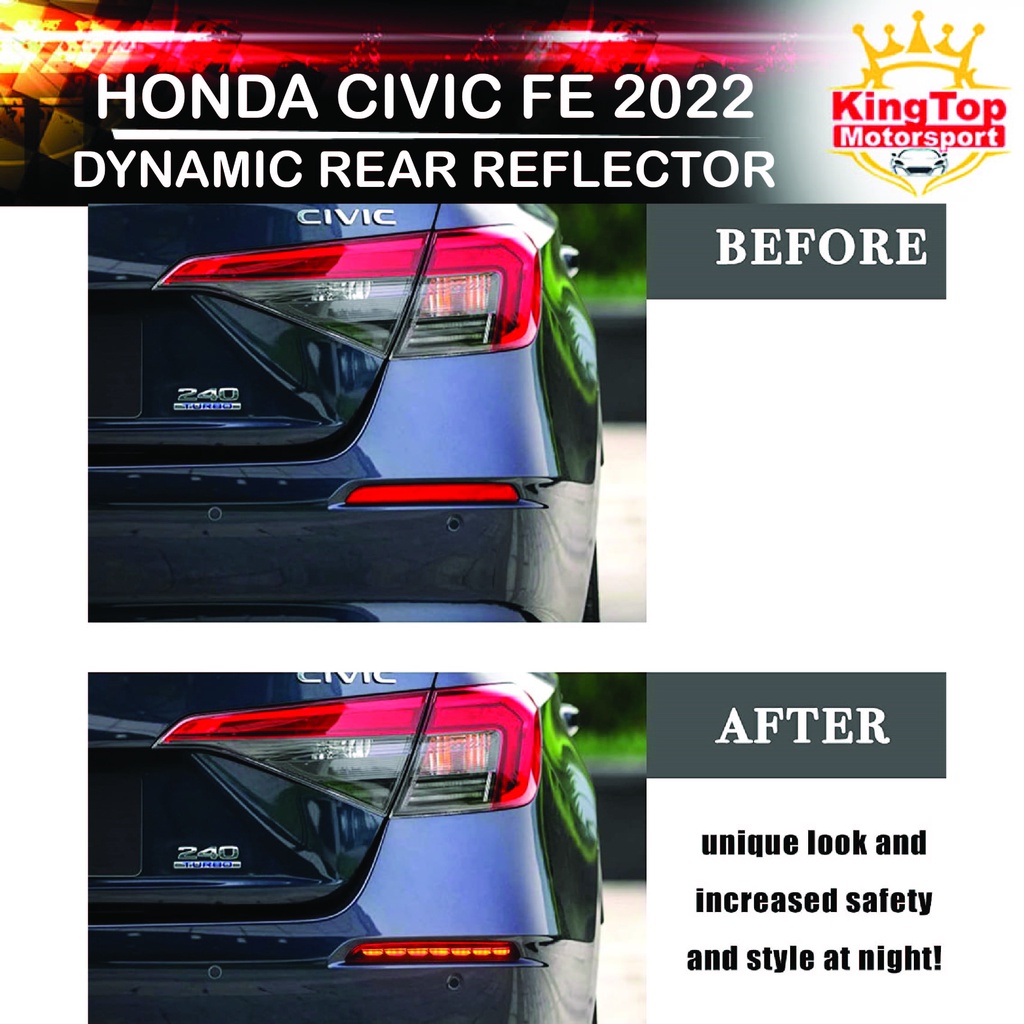 Honda Civic FE 2022 - 2023 Rear Bumper Reflector Tail Light lamp LED ...
