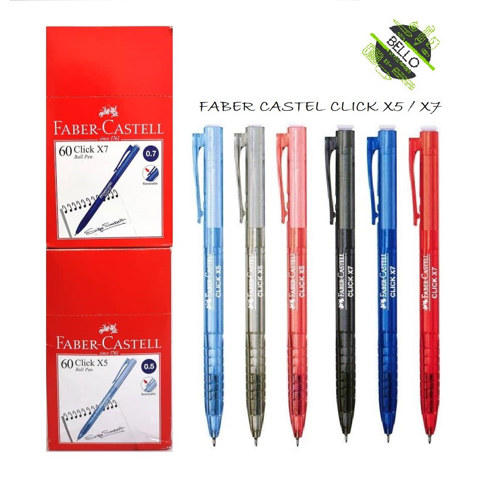 FABER CASTELL CLICK x5 / x7 BALL PEN [ 0.5mm / 0.7mm ] [ Black / Blue ...