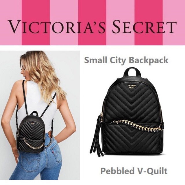 Victoria Secret Pebbled V-Quilt Small City Mini Backpack.