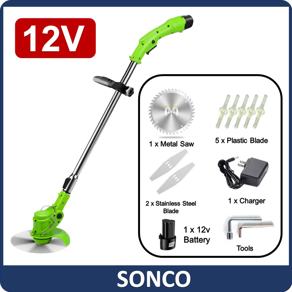 [ Ready Stock ] 12v Lithium Battery Cordless Grass Trimmer Lawn Mower