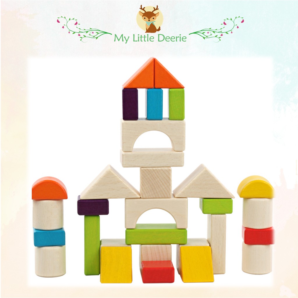 Wooden Colour Building Blocks 30 pcs | Shopee Malaysia