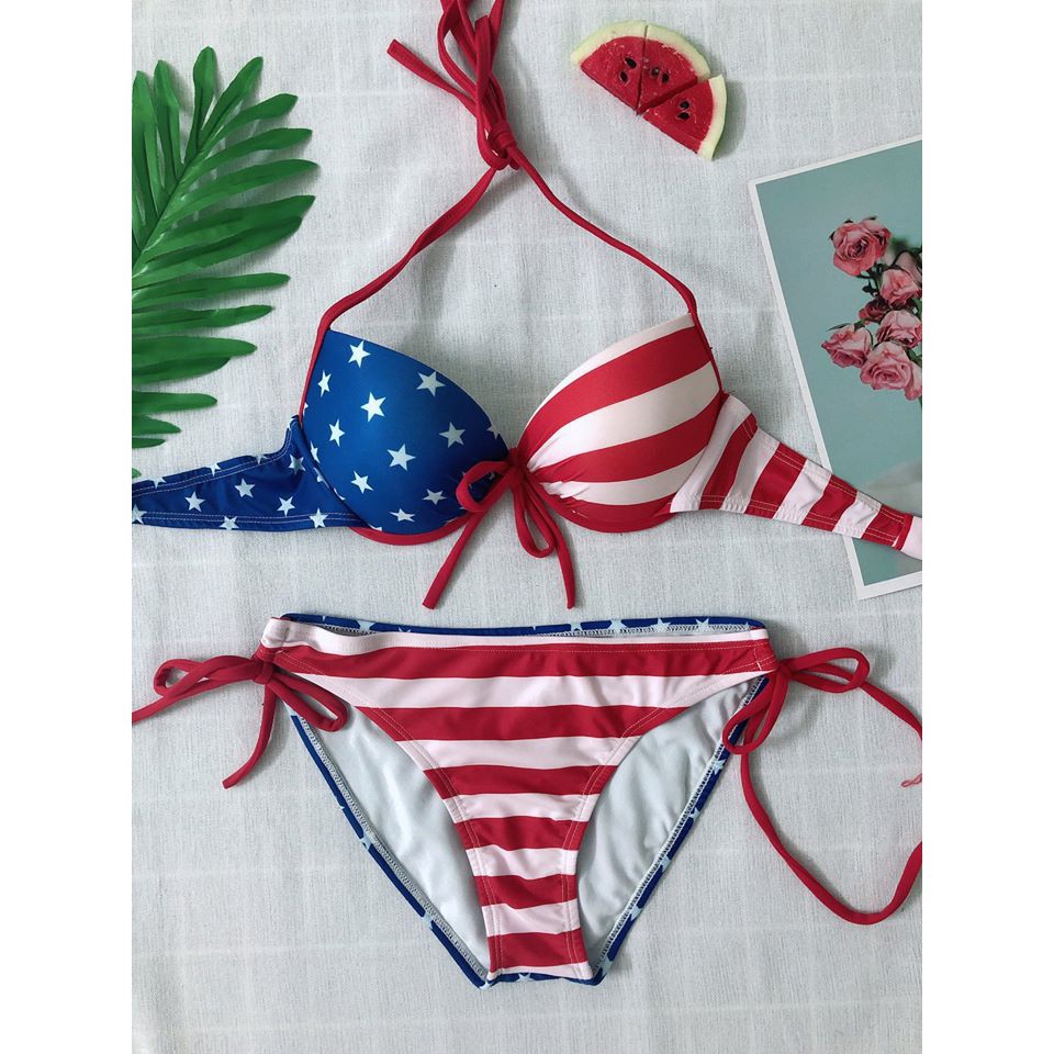 Sexy Low Waist Bikini With Hot American Flag Motifs 100 Real Photo Shopee Malaysia 6097