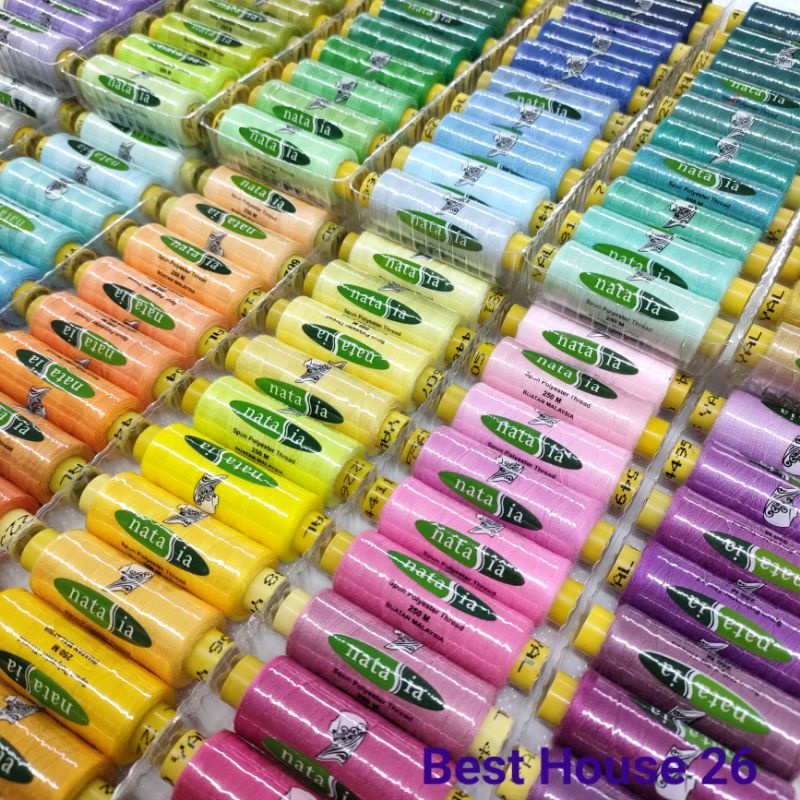 🚚10pcs Benang Jahit Biasa Natasia 250Meter /Spun Polyester Thread ...