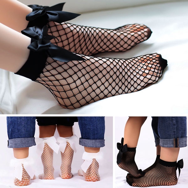 Girls Fish Net Socks With Bow in Ibadan - Children's Clothing