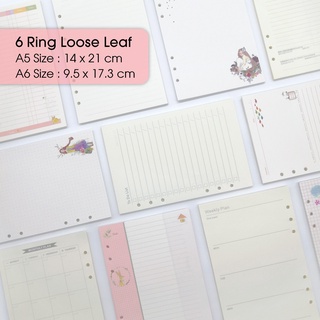 A5 Binder Paper 6 Ring Planner Refill Refills Refillable Filler Pages Hole Inserts, Size: 1Pcs