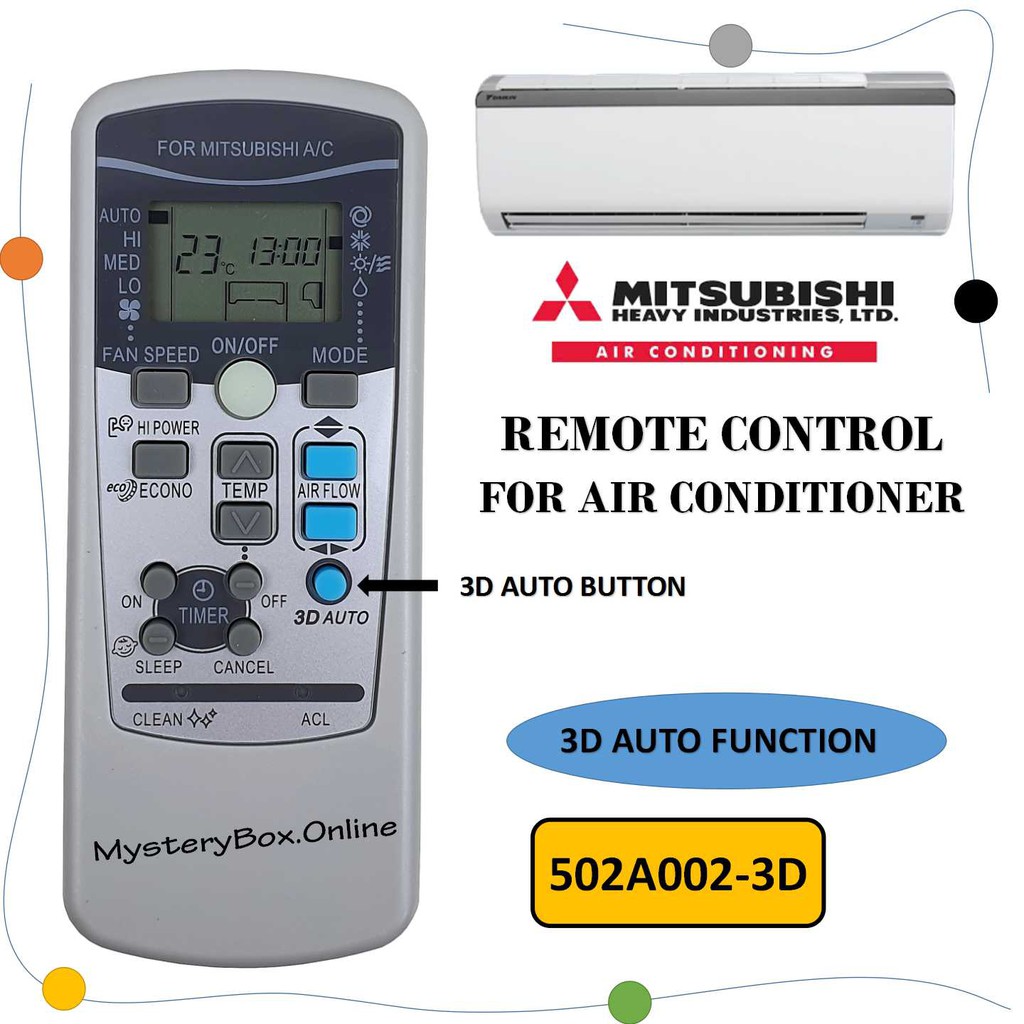 Mitsubishi Heavy Industries Remote Control FOR Air Cond Aircond Air Conditioner With 3D Auto