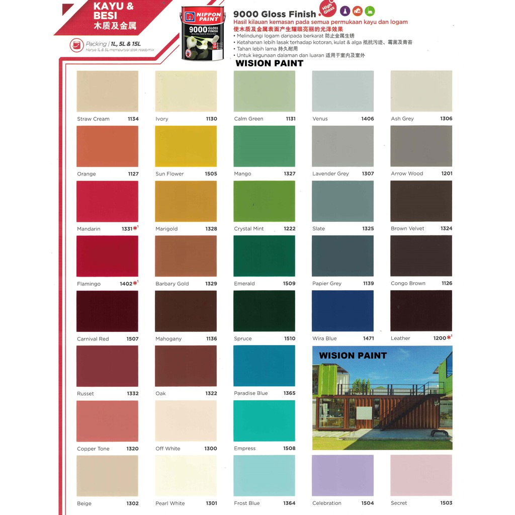 ( 5L ) 9000 GLOSS FINISH NIPPON PAINT / Part 4/4 / WOOD AND METAL