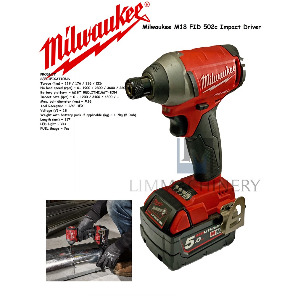 Milwaukee M18 FID 502C FUEL 1 4 HEX Impact Drive Shopee Malaysia