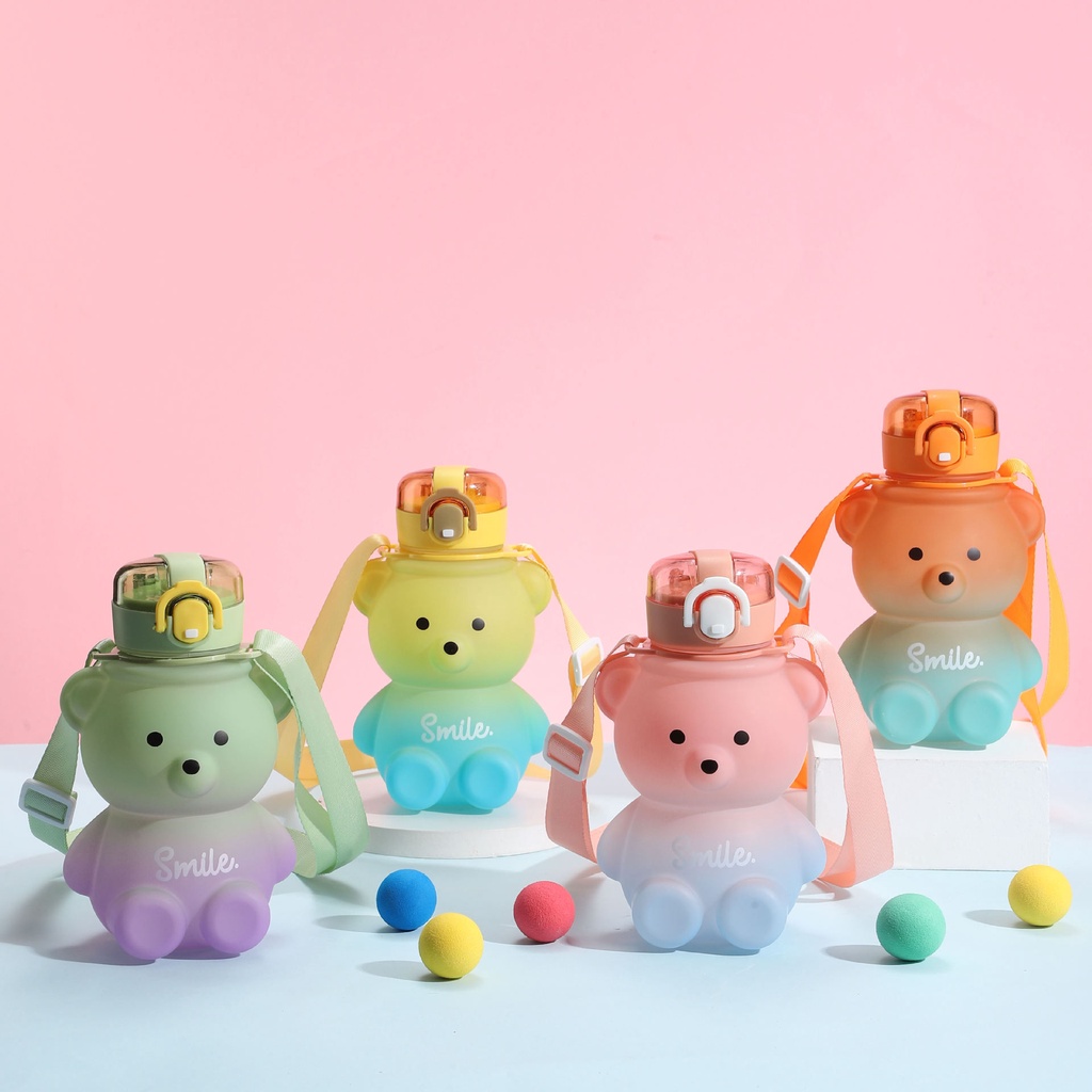 800ML gradient color Cute little Bear Water Bottle KIDS Portable Botol ...