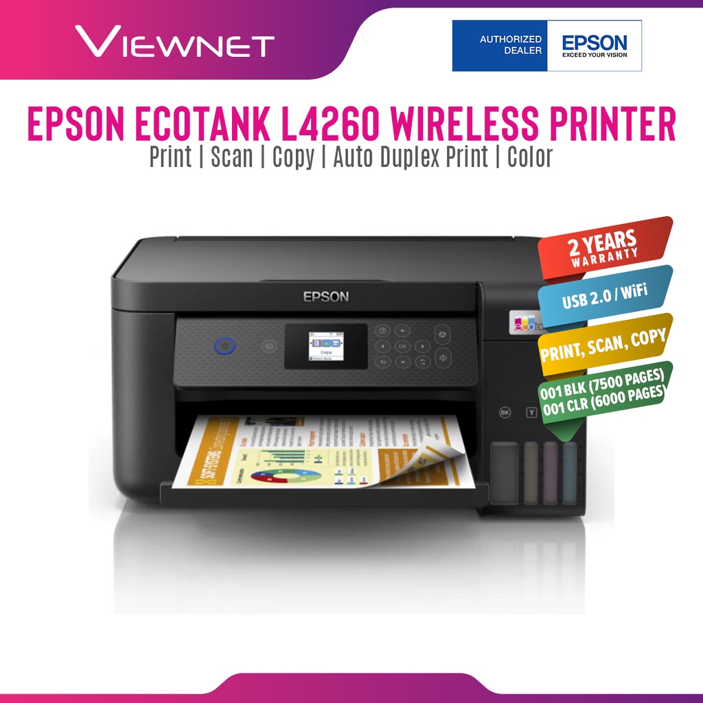 Epson Ecotank L4260 A4 Wi Fi Duplex All In One Ink Tank Printer Replace L4160 Shopee Malaysia 2603