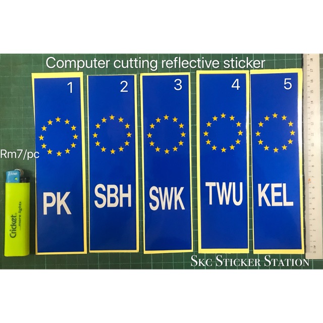 Euro Car Plate State (17cm tall) Overlapping Reflective Stickers #euro ...