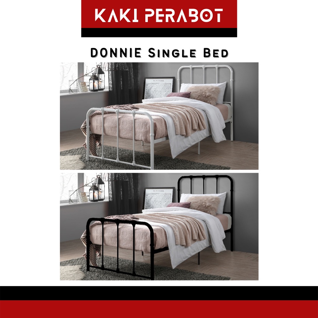 DONNIE Single Metal Bed Metal Single Bed Frame Single Bedframe Katil ...