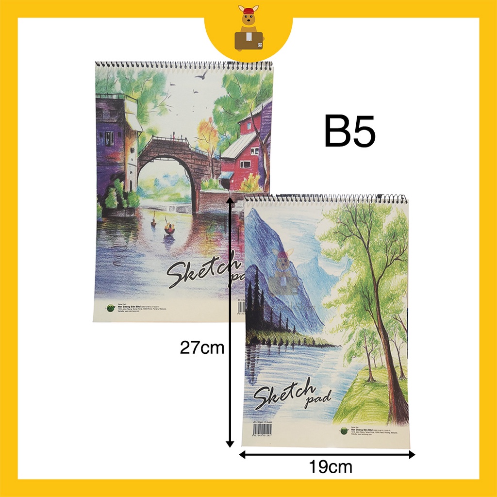 Sketch Pad A4 \ B4 \ B5 Drawing Book Buku Lukisan (15 sheets 135gsm