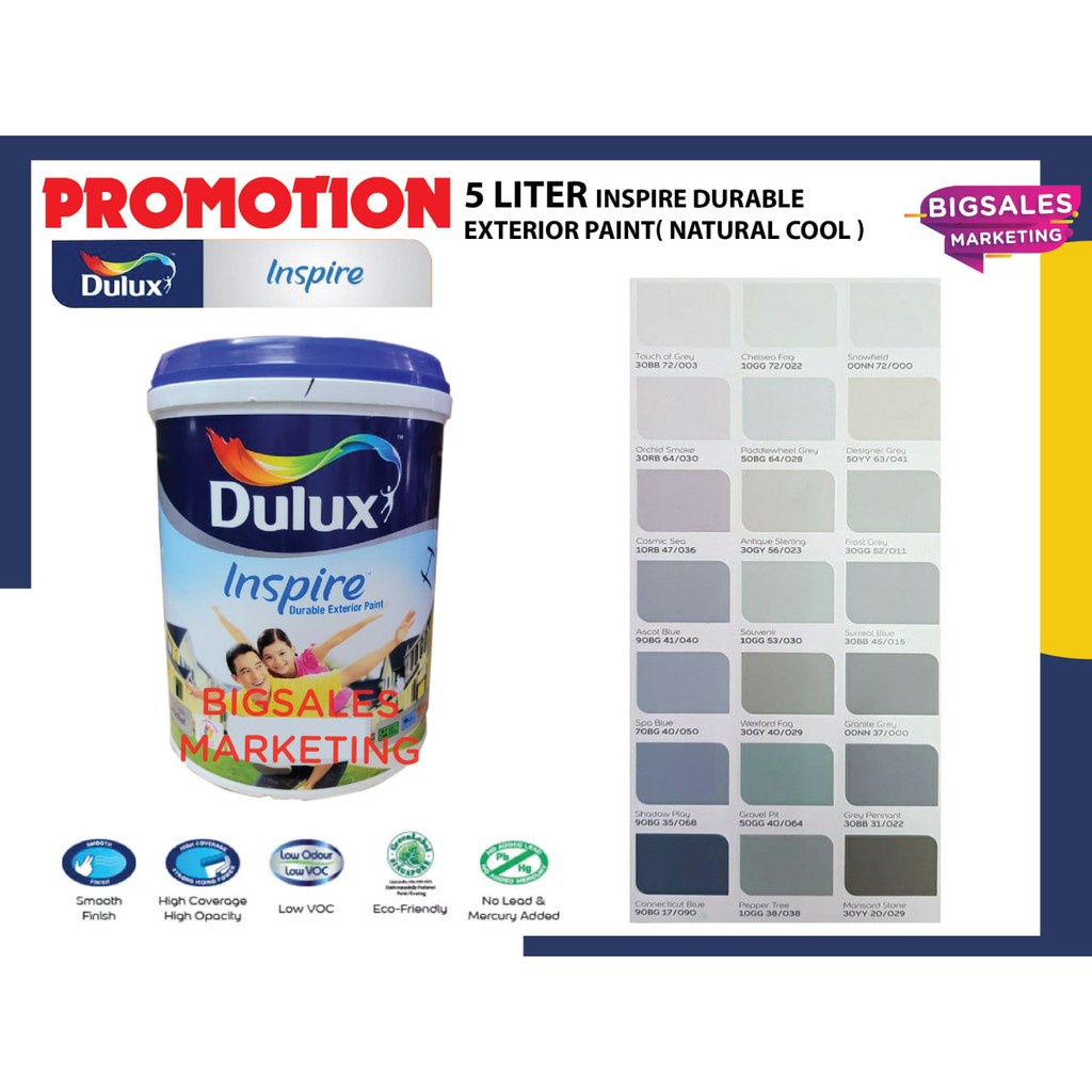 5 Litre ICI DULUX Weather Resistant Inspire Durable Exterior Paints