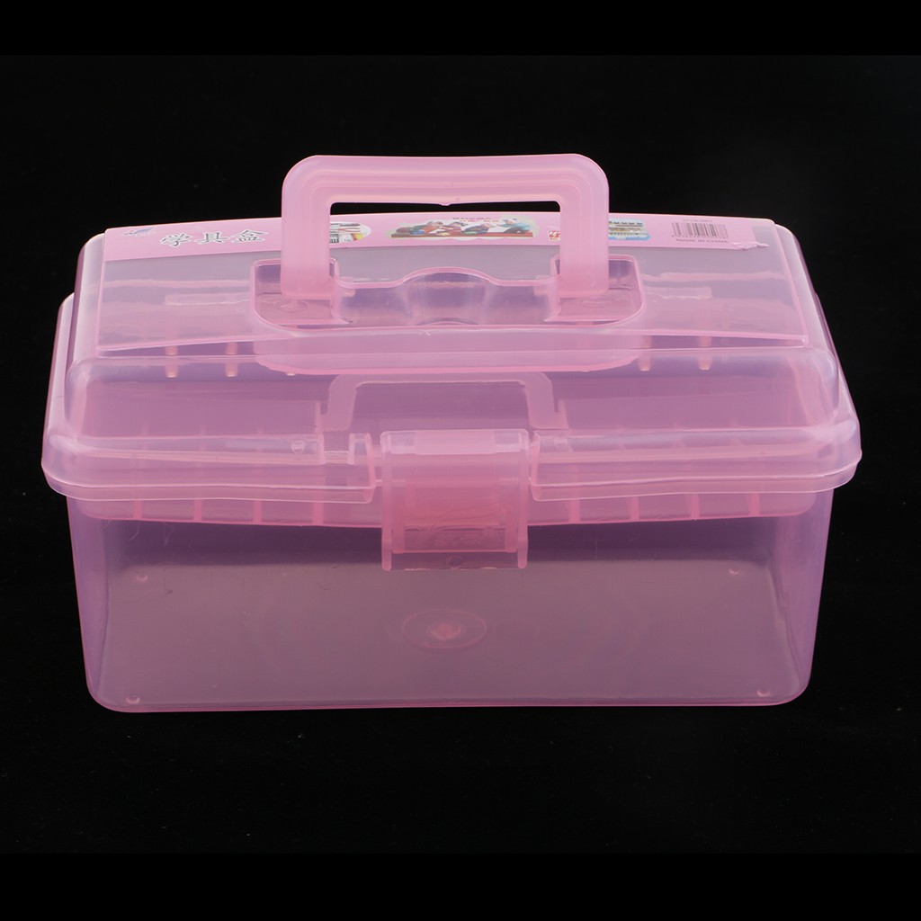 FreneciMY] FRENECI Multi-functional Durable Transparent Plastic Storage Box  With Removable Tray Carry Handle Art Supply Craft Storage Tool Box Home  Organizer Container