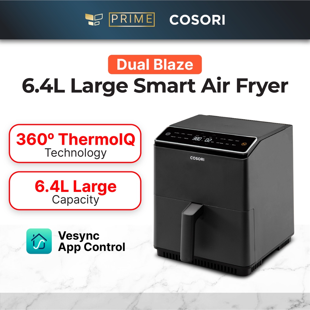 COSORI Dual Blaze™ 6.4L Smart Air Fryer 12-in-1 One-touch Presets and Even  Cooking Results App Control - CAF-P583S