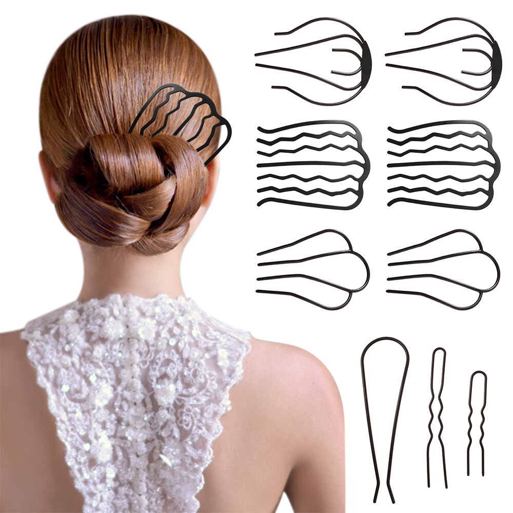 Metal Hair Fork Clip Teeth Hair Pin Combs Pins Messy Bun Hair Pin Clip