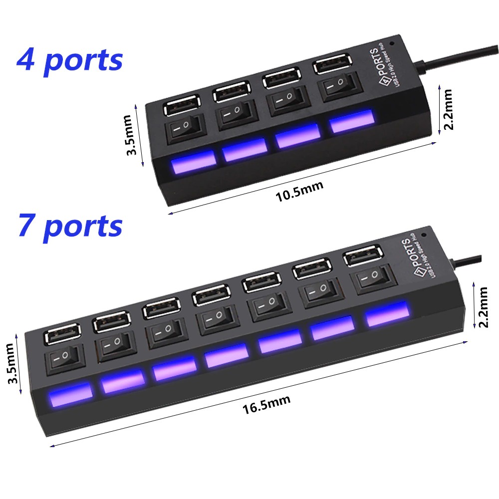 USB 2.0 Hub USB Hub 2.0 Multi USB Splitter Hub 4/7 Port Multiple