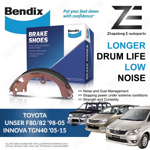Toyota Unser / Innova Bendix Brake Shoe Lining DS2335 Rear TGN40 TGN140 ...