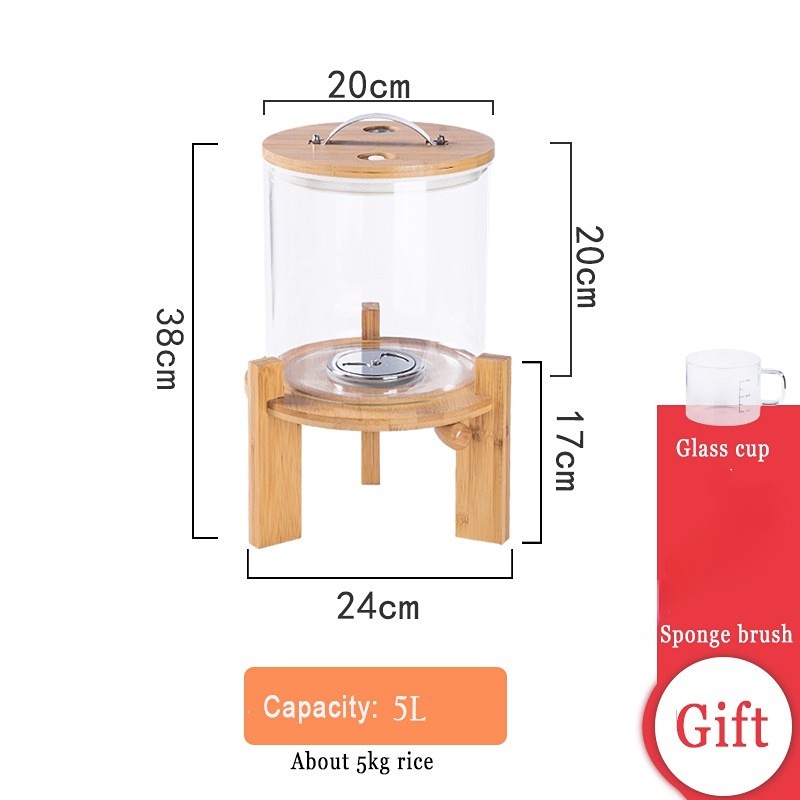5L 8L Glass rice dispenser Rice jar storage Container canister bekas ...