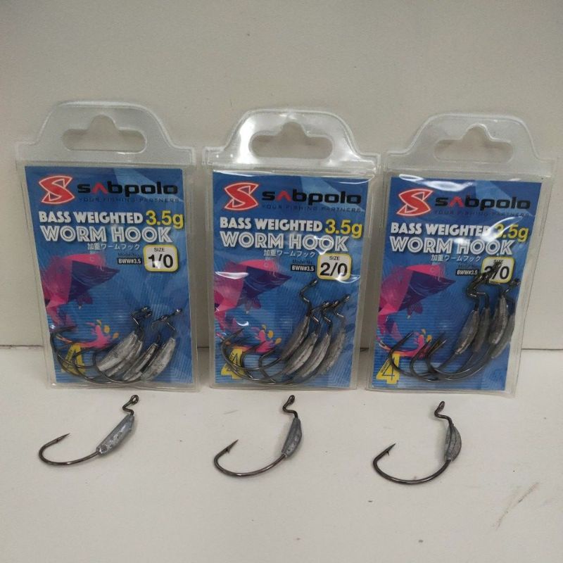 SABPOLO BASS WEIGHTED WORM HOOK 3.5g