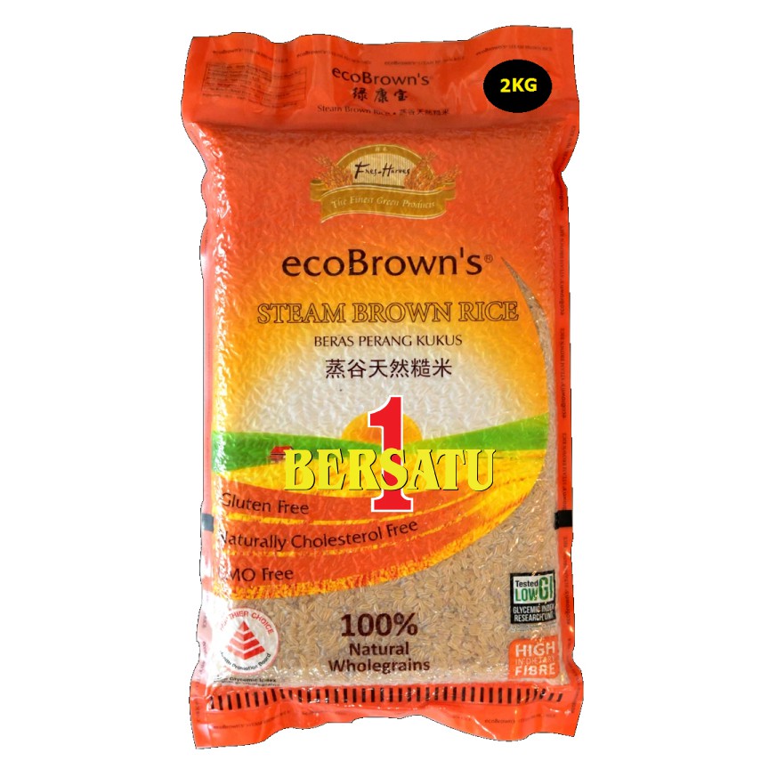 ecoBrown’s STEAM BROWN RICE / BERAS PERANG KUKUS / 蒸谷天然糙米 2kg | Shopee ...