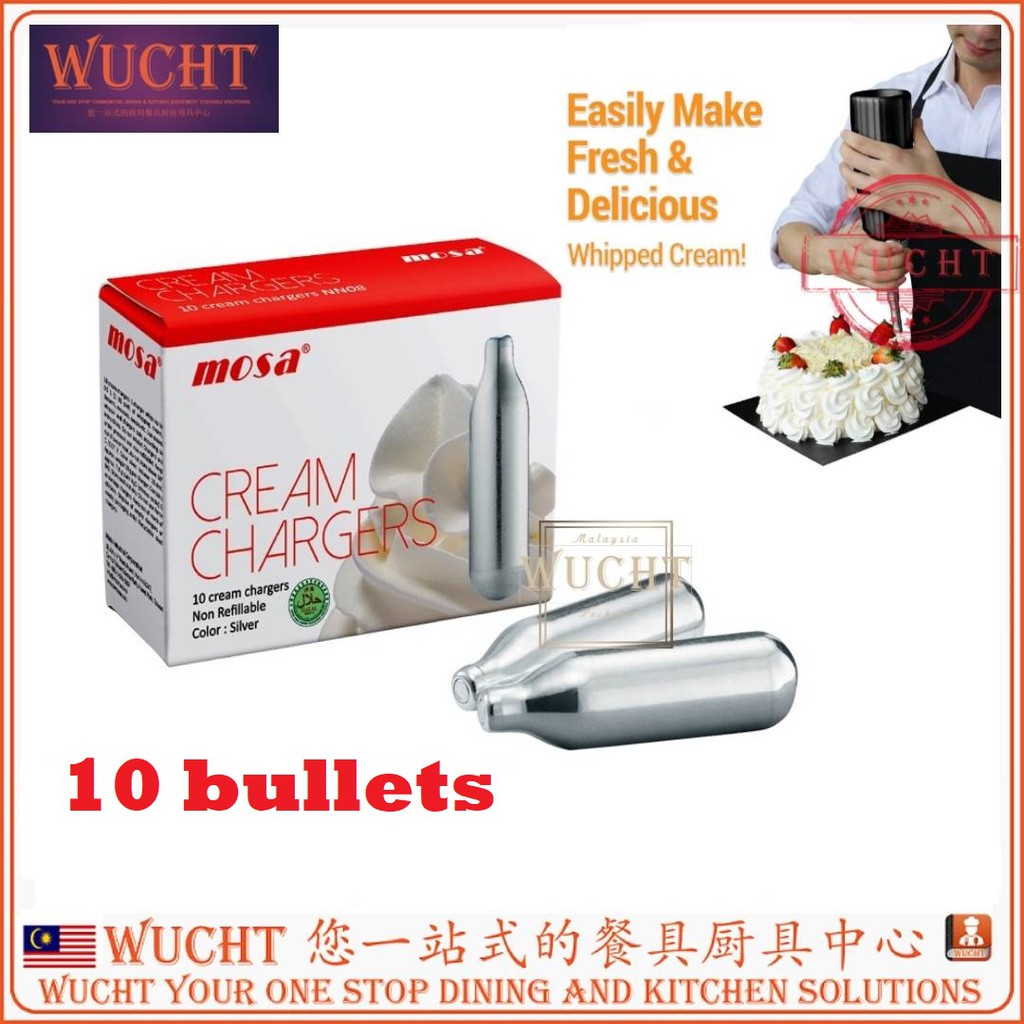 【WUCHT】10 x MOSA Cream *ORIGINAL MOSA* N20 GAS CREAM CHARGERS 10 BULBS