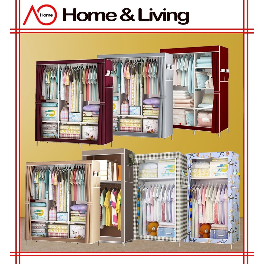 AO Home Wardrobe Almari Baju Rak Baju Clothes Organization Storage Rack ...