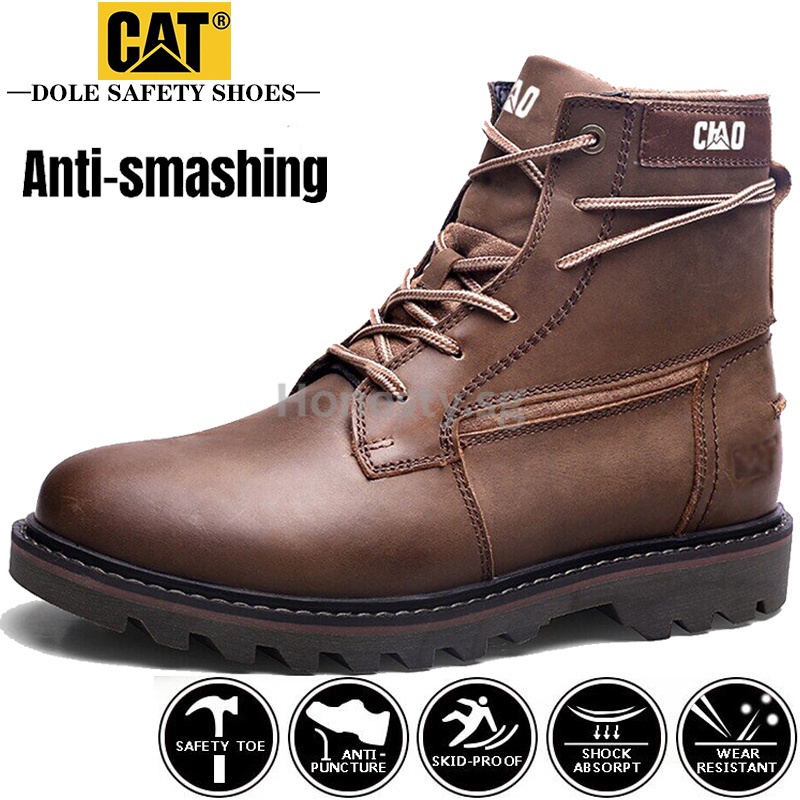 Cat steeltoed safety shoes men's leather Martin boots steeltoed anti