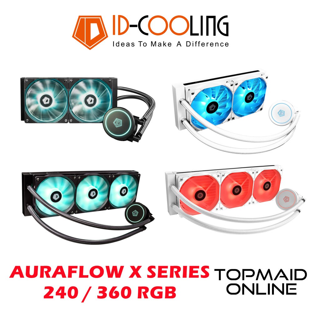 ID COOLING AURAFLOW X 240 / 360 RGB CPU ALL IN ONE LIQUID COOLER (BLACK ...
