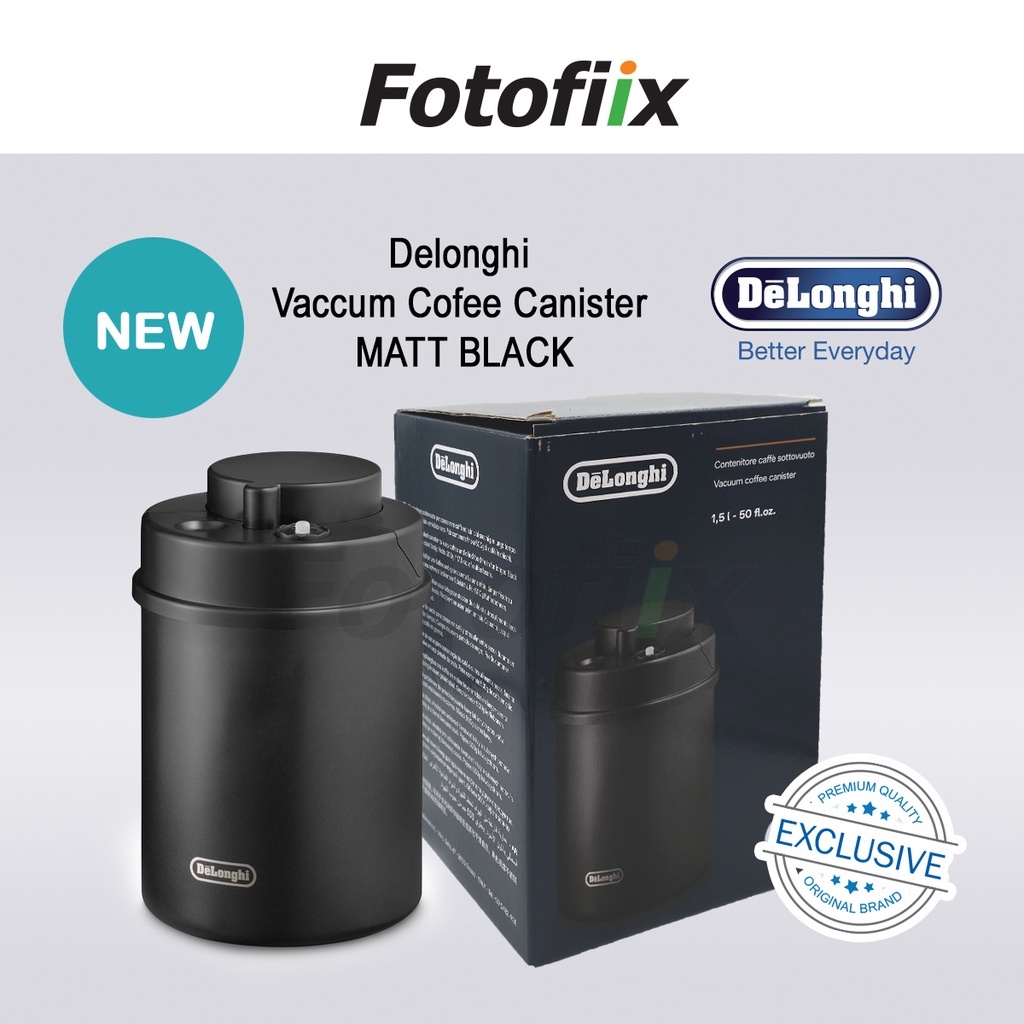 DeLonghi Vacuum Coffee Canister NEW MATT BLACK 1300 ml 500g of