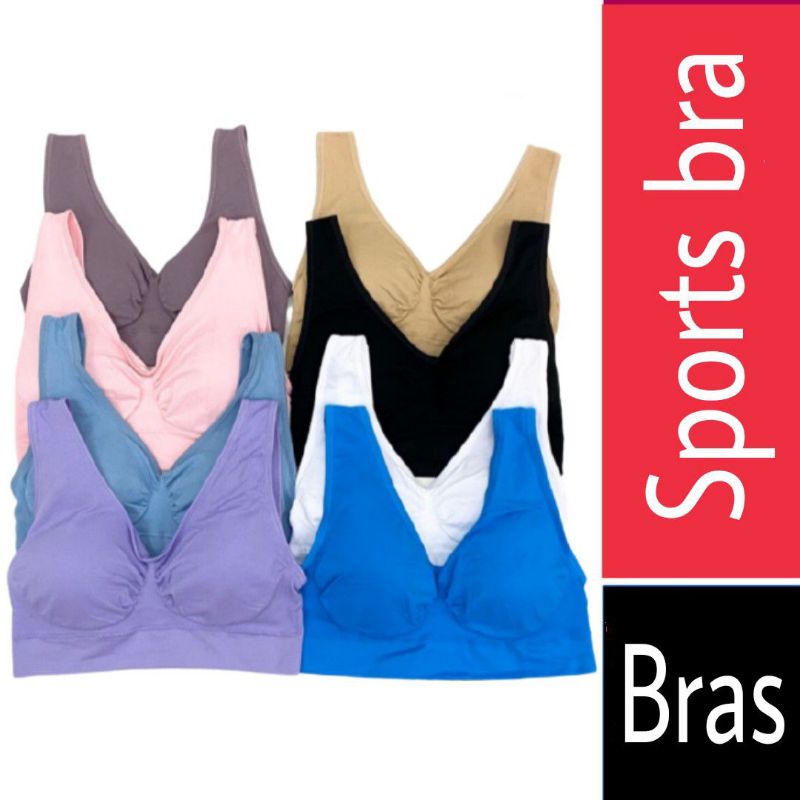 BUY 3 LESS RM3] 309 Cotton Seamless Genie bra Padded Yoga training gym  Sportswear Sports Clothing Women Wholesale